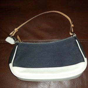 Coach...navy canvas & white leather purse